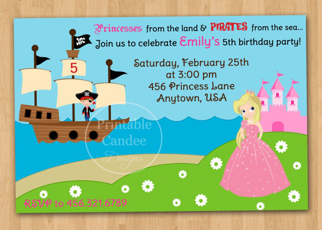 Pirate And Princess Party Invitations Template Pirate Birthday 