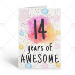 PRINTABLE 14th Birthday Card Birthday Card Printable Instant Etsy
