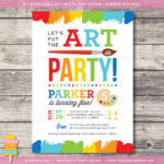 Printable Art Party Invitation Rainbow Paint Party Birthday Art