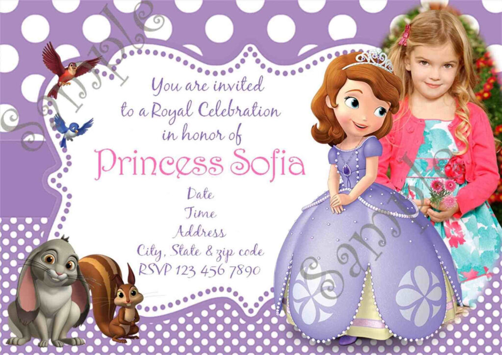 Printable Invitation Template Ideas Part Free Sofia The First Party 