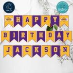 Printable Los Angeles Lakers Birthday Banner Instant Download Bobotemp