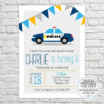 Printable Police Car Birthday Invitation Birthday Party Invitation