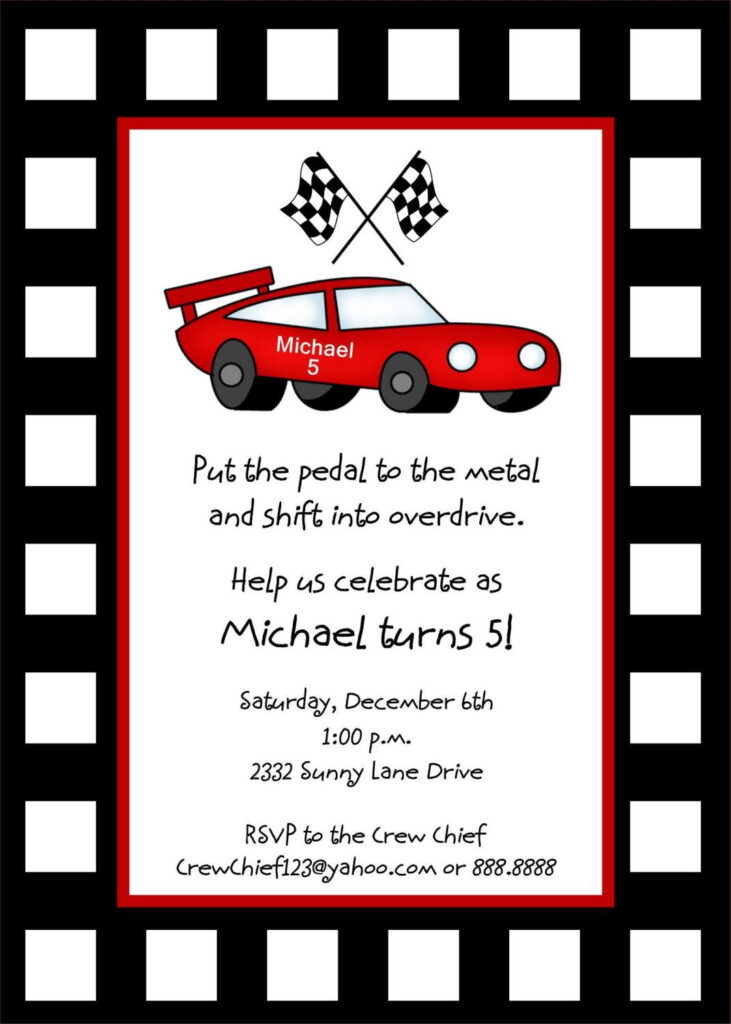 Race Car Invitation Template Free Car Birthday Party Invitations 
