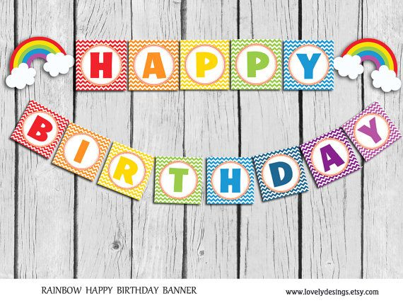 Rainbow Banner INSTANT DOWNLOAD Rainbow Birthday By LovelyDesings 