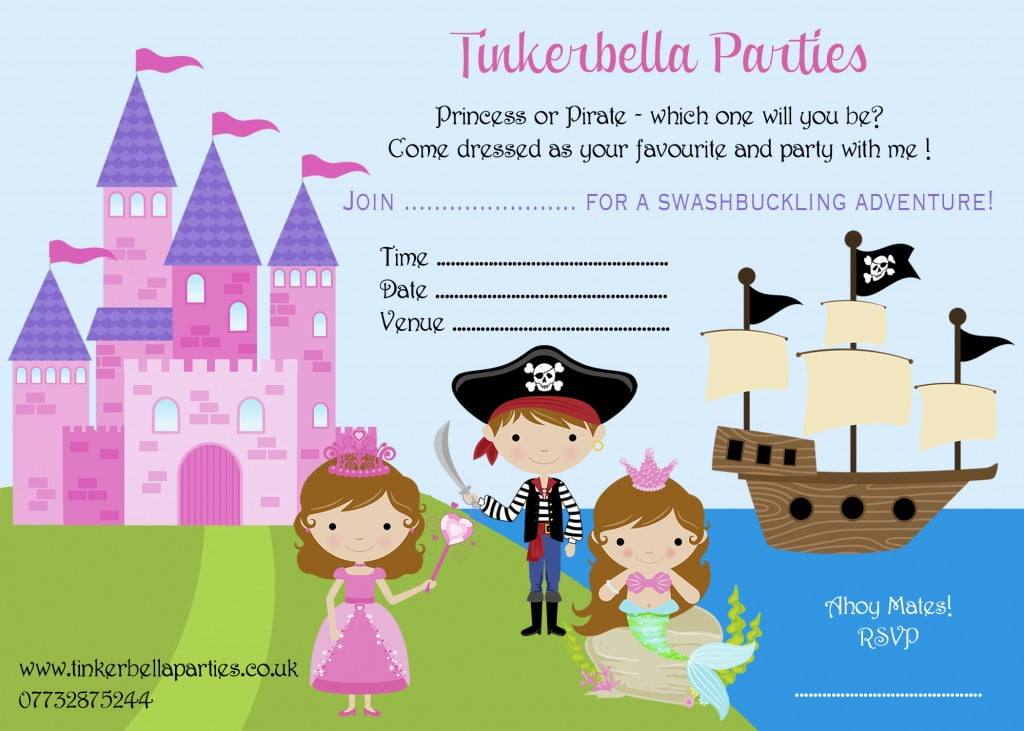 Ship Princess And Pirate Birthday Party Invitations FREE Invitation 