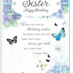 Sister Birthday Card With Butterfly Sentiment Verse Design With
