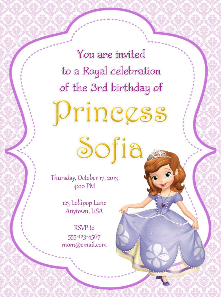 Sofia The First Party Invitations Princess Sofia Invitations Sofia 