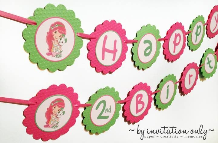 Strawberry Shortcake Themed Birthday Banner Www facebook 