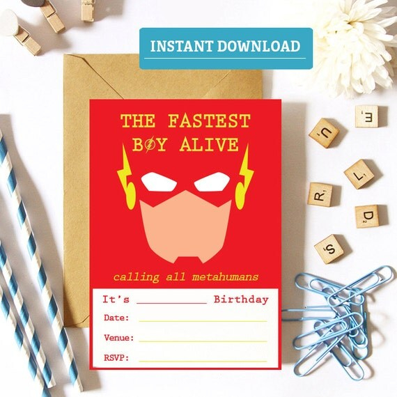 The Flash Birthday Invitation Printable Flash Party