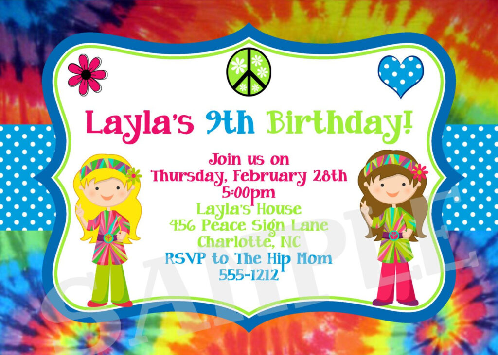 Tie Dye Birthday Party Invitations Tie Dye Birthday Tie Dye Birthday 