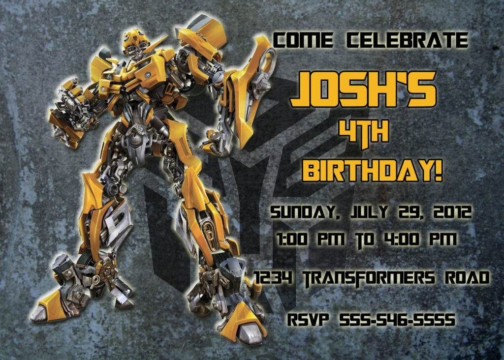 Transformer Birthday Invitations FREE Printable Birthday Invitation 