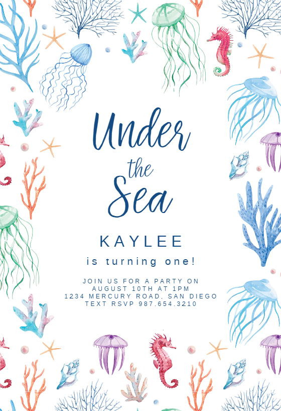 Under The Sea Birthday Invitation Template free Greetings Island 