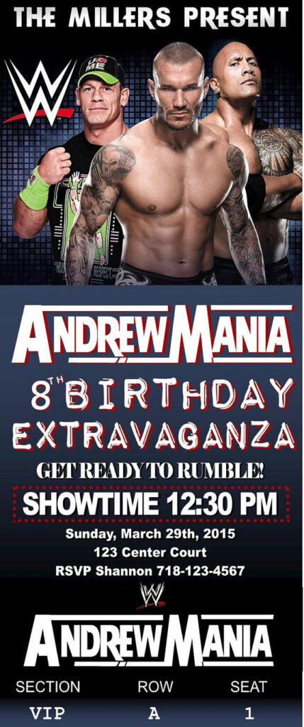 WWE Birthday Invitation Tickets Print At Home Wwe Birthday 