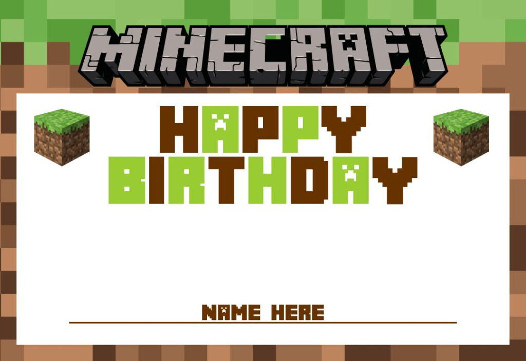 10 Best Minecraft Printable Happy Birthday Card Printablee