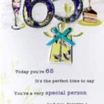 65th Happy Birthday Embellished Greeting Card Cards