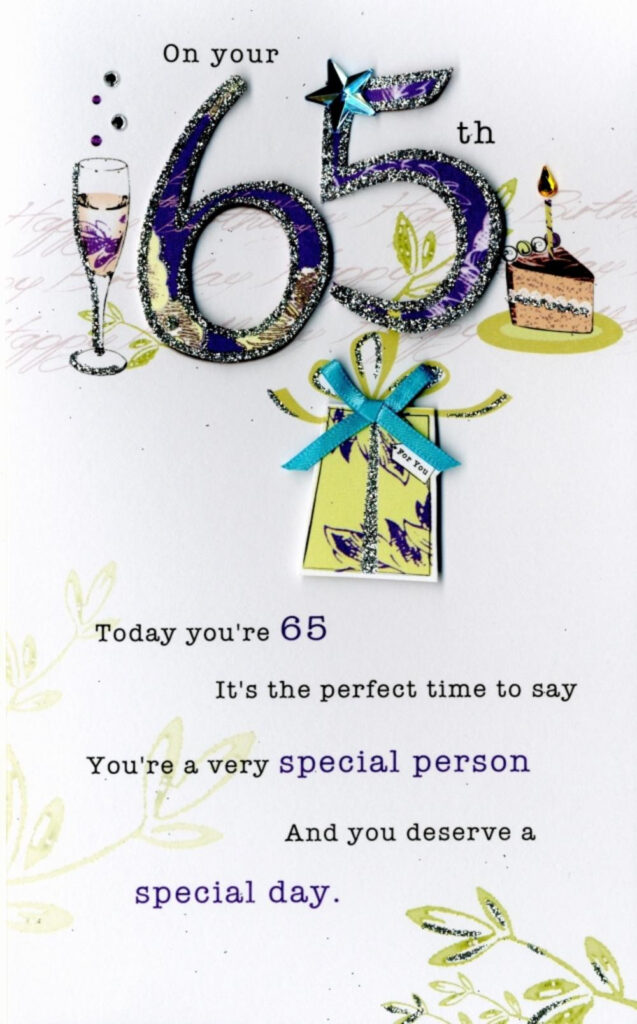 65th Happy Birthday Embellished Greeting Card Cards