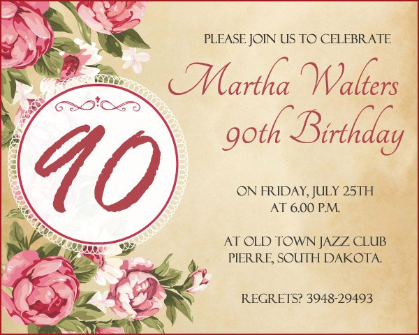 90th Birthday Invitations Free Printable Invitation Design Blog