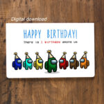 Among Us Birthday Card Printable Digital Download Gift Etsy