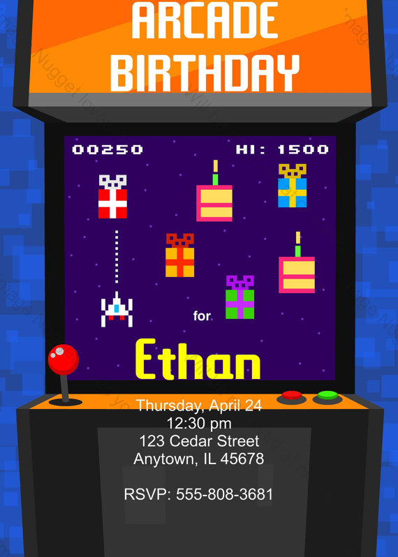 Arcade Video Game 8bit Birthday Party Invitation Printable Etsy