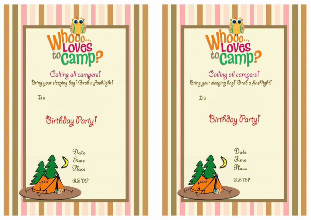 Around The World Camping Birthday Invitations Birthday Party 