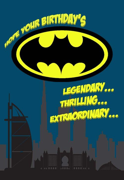 Batman printable birthday card jpg Birthday Card Printable Superhero 