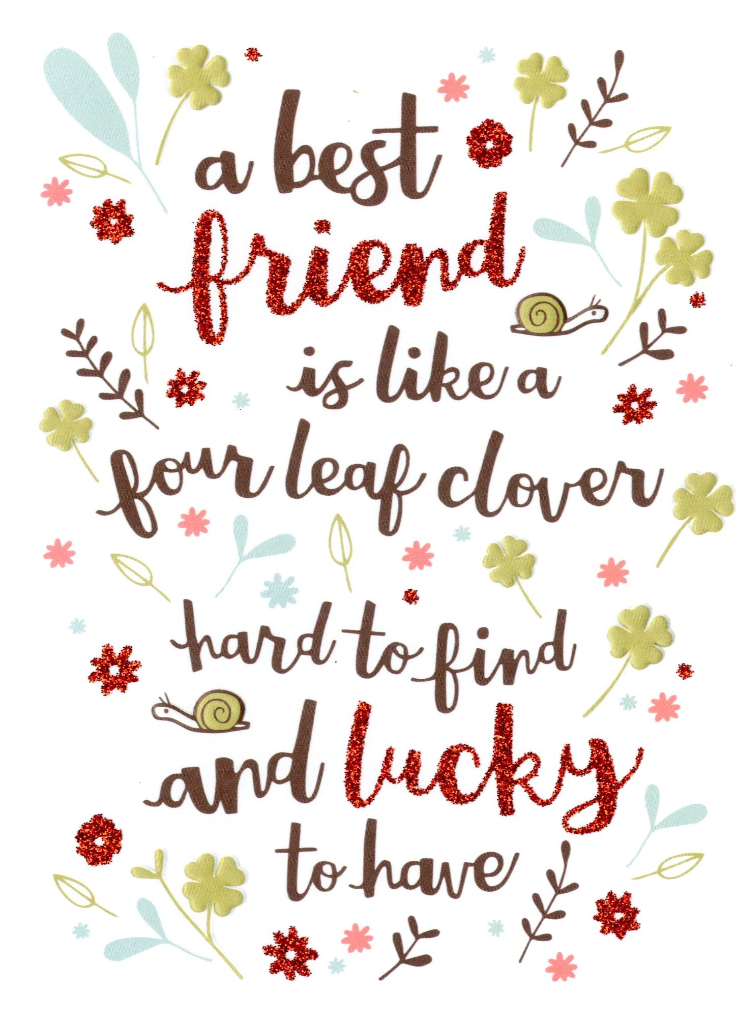 Best Friend Like Four Leaf Clover Birthday Card Cards