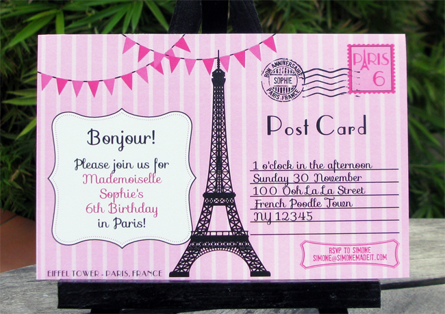 Birthday Party In Paris Invitations Printable Collection