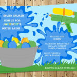 Birthday Party Invitations Water Party Water Guns Balloons Splish