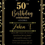 Black And Gold 50th Birthday Invitation Templates Editable With MS