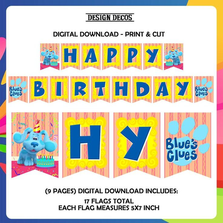 Blues Clues Banner Happy Birthday Banner Blue s Clues Party Banner 