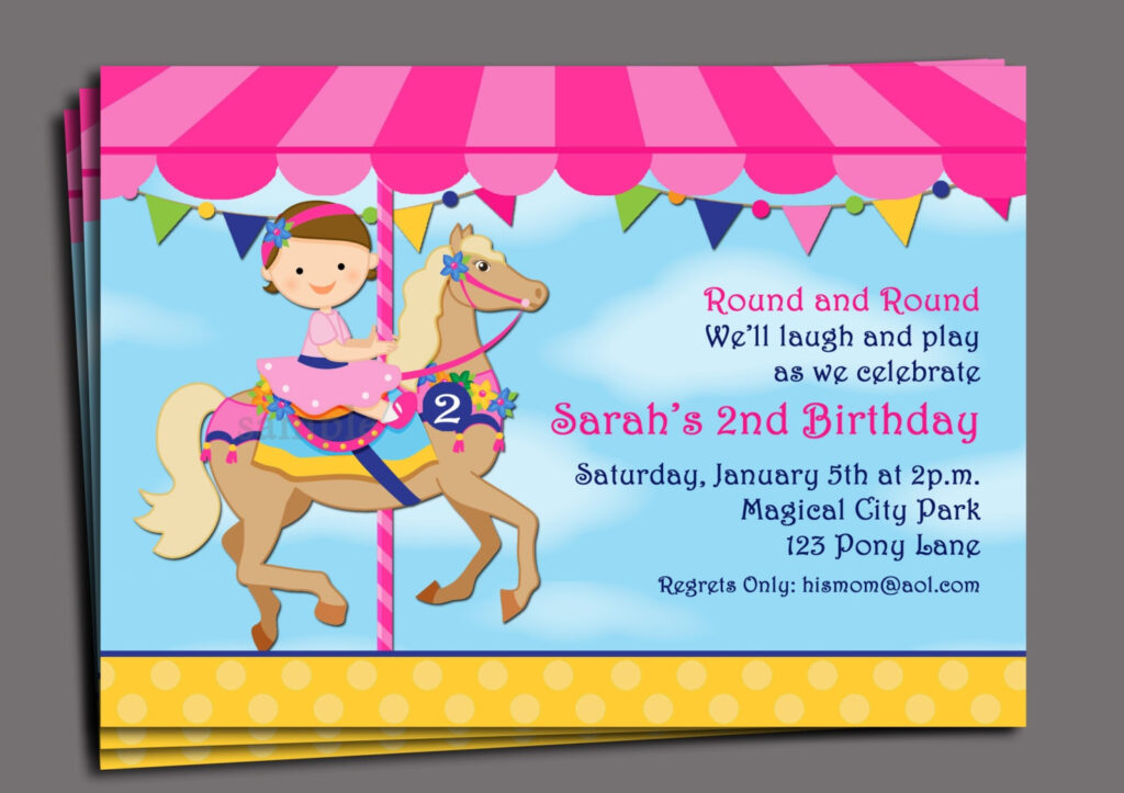 Carousel Birthday Invitation Printable Or Printed With FREE