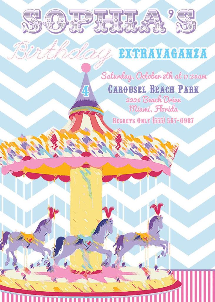 Carousel Birthday Invitations Bagvania FREE Printable Invitation Template