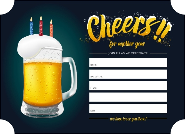 Cheers Beer Birthday Fill In The Blank Invitation Blank Invitations 