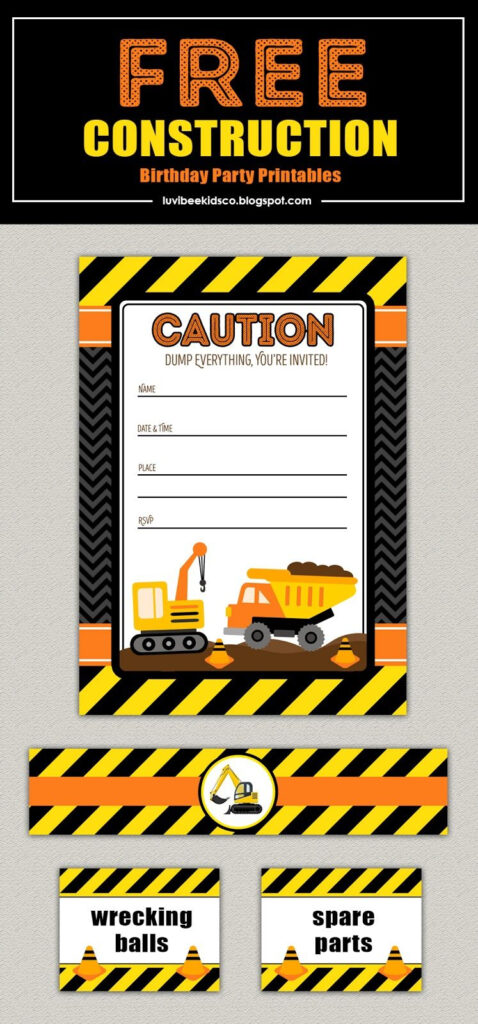 Construction party printables free Construction Birthday 