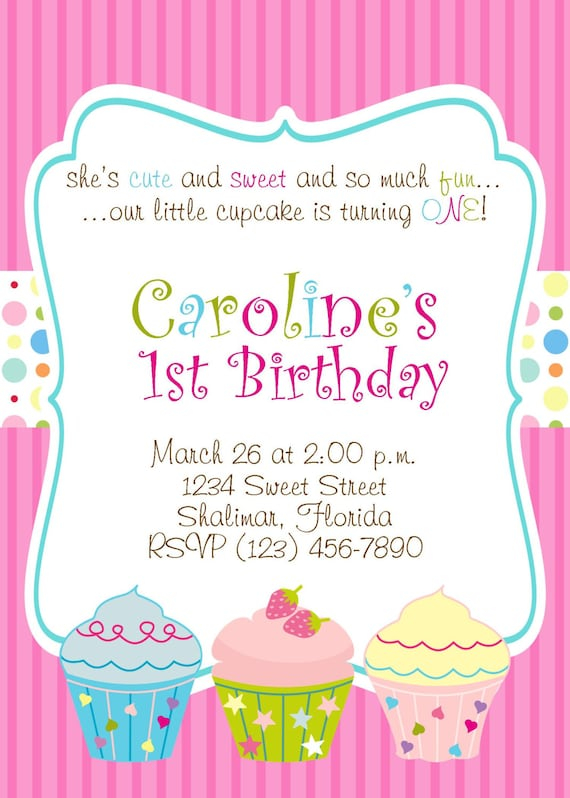 Cupcake 5x7 Printable Party Invitation Girl