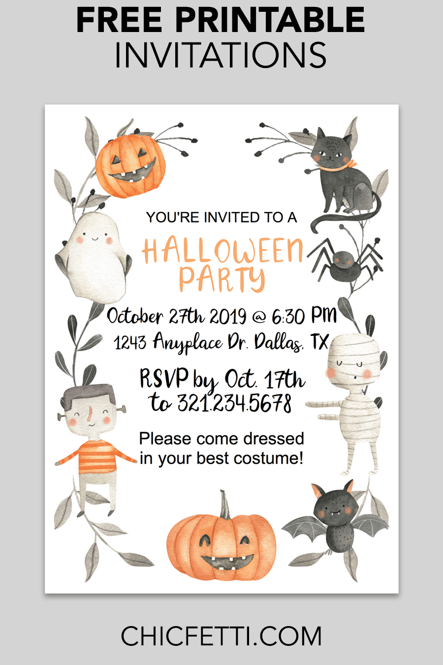 Cute Halloween Printable Invitation Free Halloween Invitations