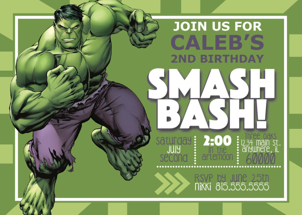DIGITAL Incredible Hulk Birthday Invitation