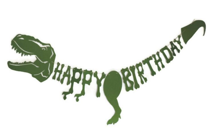 Dinosaur Happy Birthday Banner T Rex Dinosaur Themed Birthday Dino 