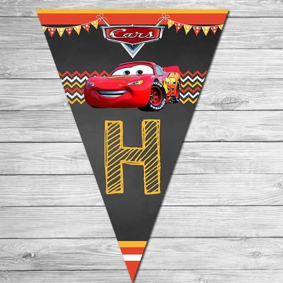 Disney Cars Birthday Banner Chalkboard Lightning McQueen Birthday 