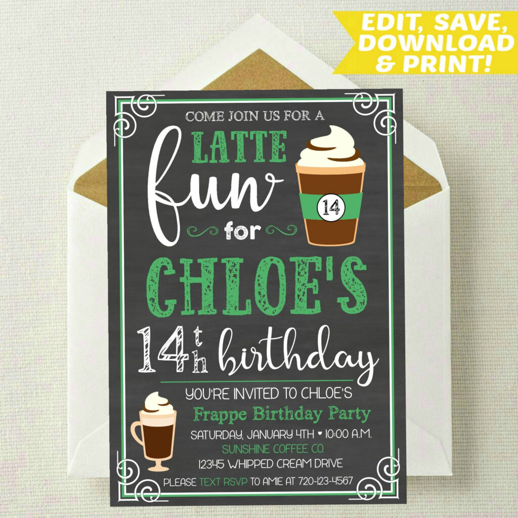 EDITABLE Coffee Invitation Coffee Birthday Invitation Etsy Birthday 