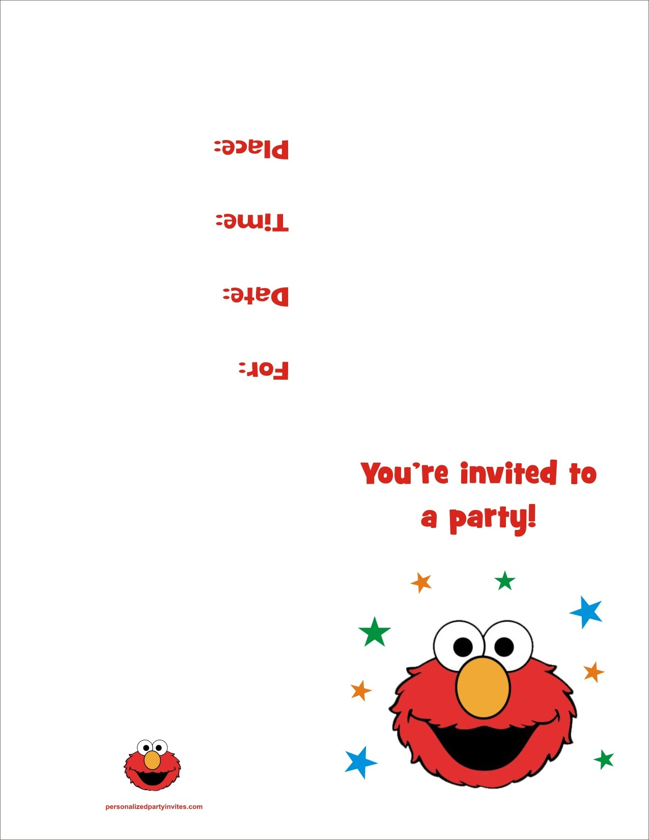 Elmo FREE Printable Birthday Party Invitation Personalized Party Invites