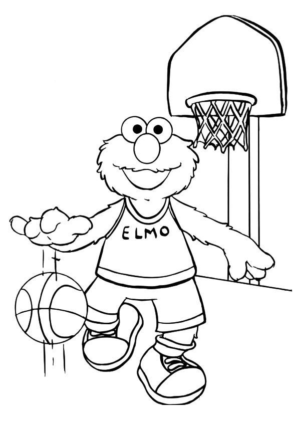 Elmo Playing Basketball Coloring Page Free Printable Coloring Pages 