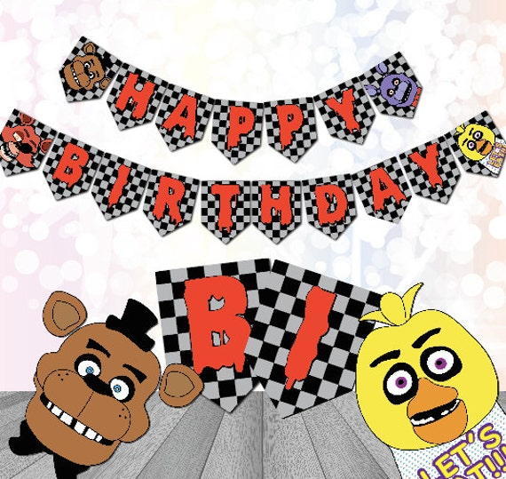 Five Nights At Freddy s Birthday Banner Bunting Digital