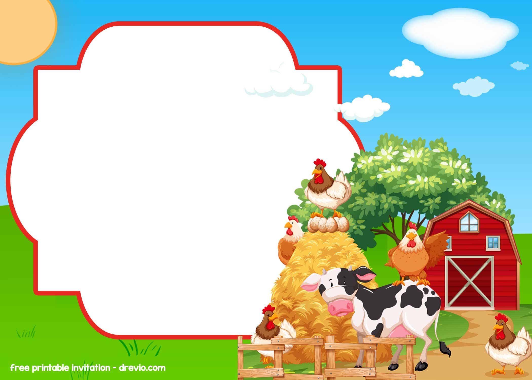 FREE Farm Barnyard Invitation Templates Farm Birthday Free