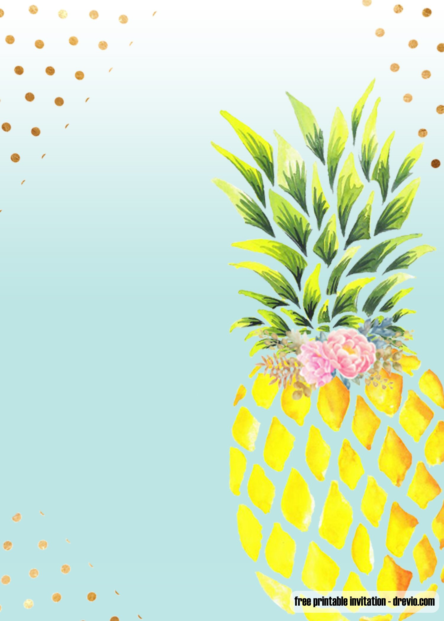 FREE Printable Aloha Pineapple Birthday Invitation Templates DREVIO