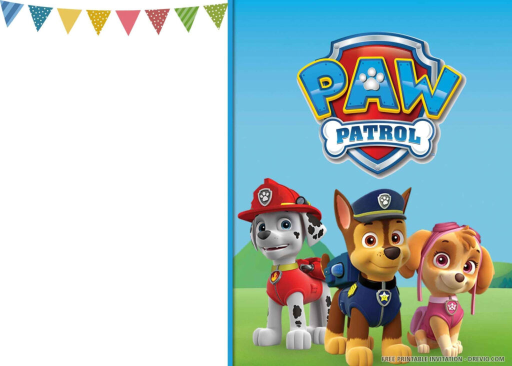  FREE PRINTABLE Cheerful Paw Patrol Birthday Invitation Templates 