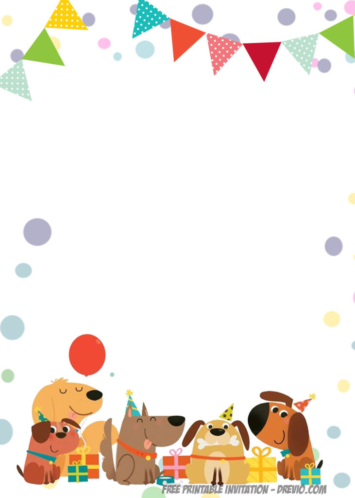 FREE Printable Delighted Dogs Invitation Templates Birthday Party 