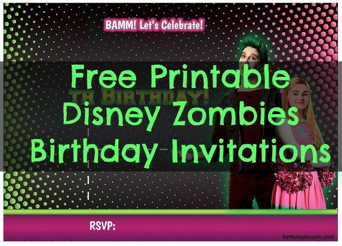 Free Printable Disney Zombies Birthday Party Invitations Birthday 