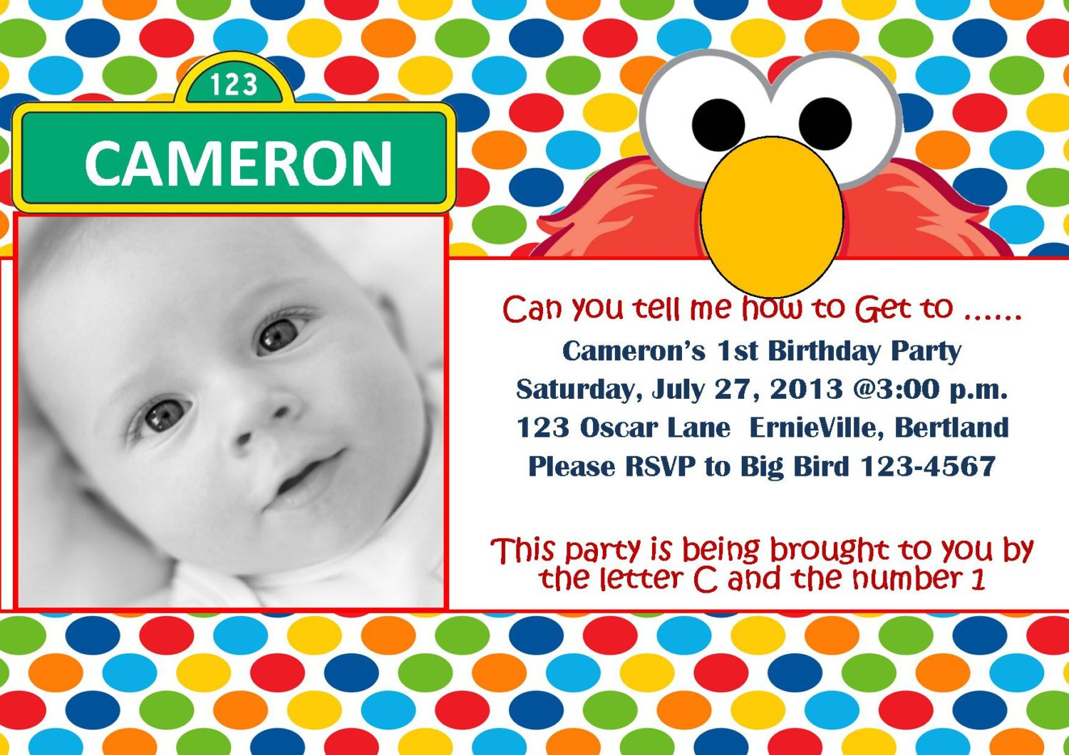 FREE Printable Elmo 1st Birthday Invitations Template FREE Invitation