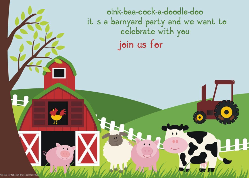 FREE Printable Farm Animals Birthday Invitation Template Farm Animals 